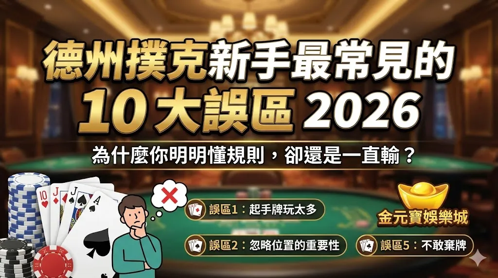德州撲克新手最常見的 10 大誤區 2026:為什麼你明明懂規則,卻還是一直輸?