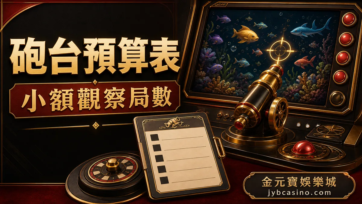 金元寶娛樂城捕魚機砲台預算表視覺,呈現小額觀察、砲台切換與停手紀錄