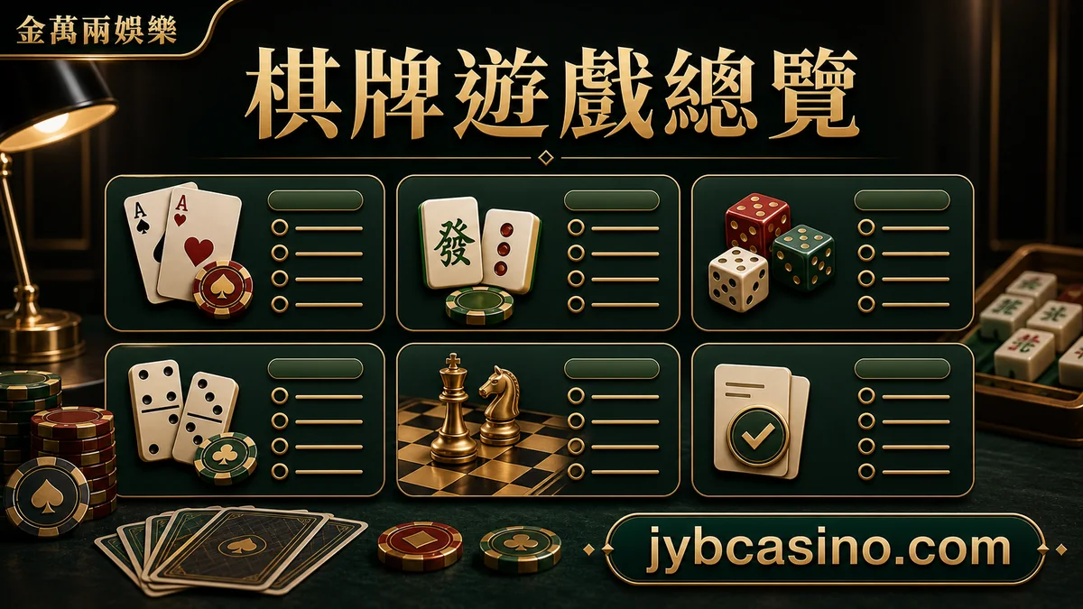 金萬兩娛樂 棋牌遊戲總覽,棋牌遊戲分類與選擇方向的文章插圖。