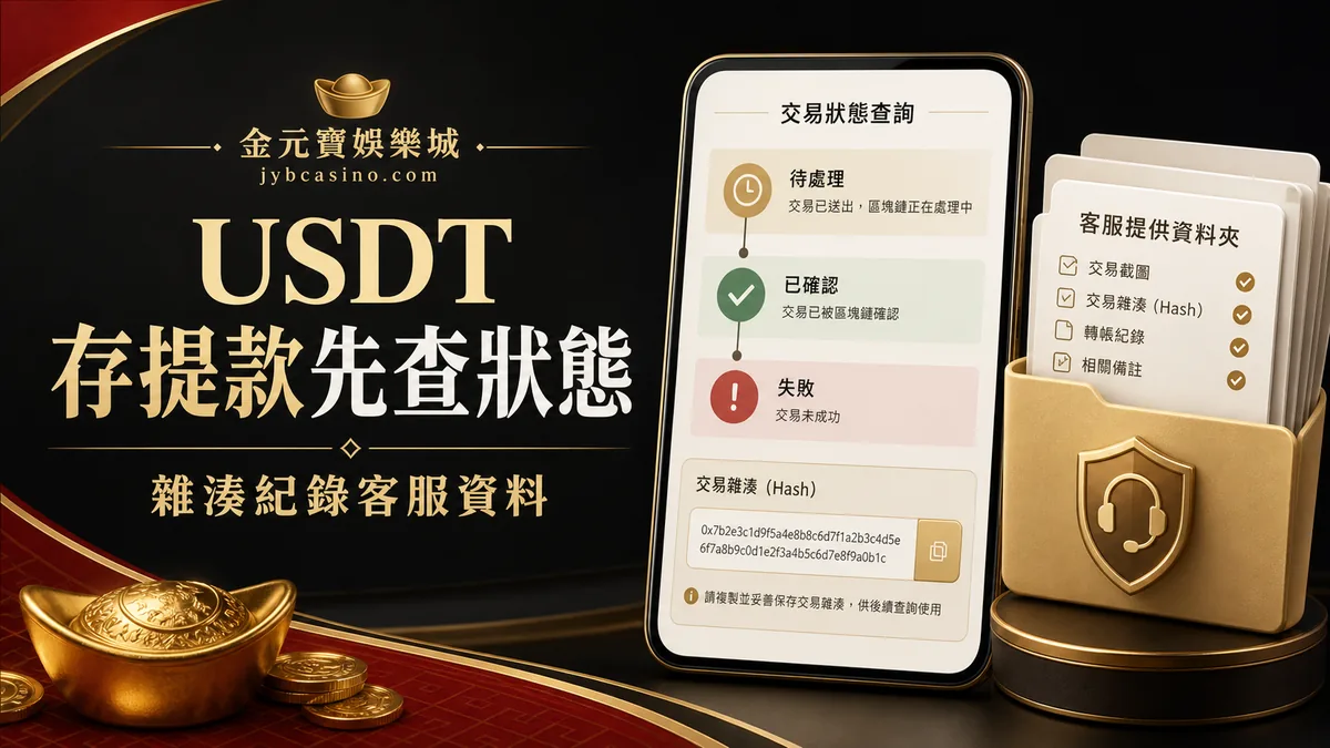 USDT 存提款先查狀態（示意圖）