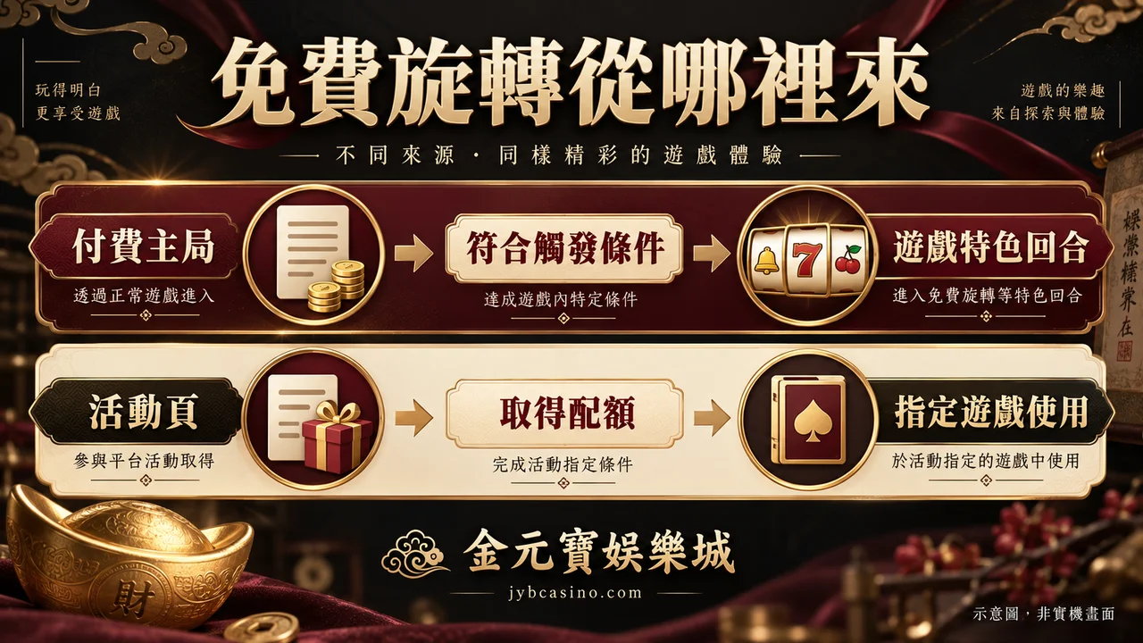 免費旋轉分成付費主局觸發與活動配額兩種來源
