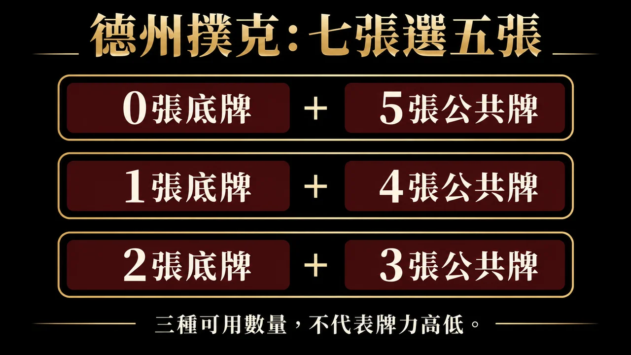 七張選五張可使用的底牌數量