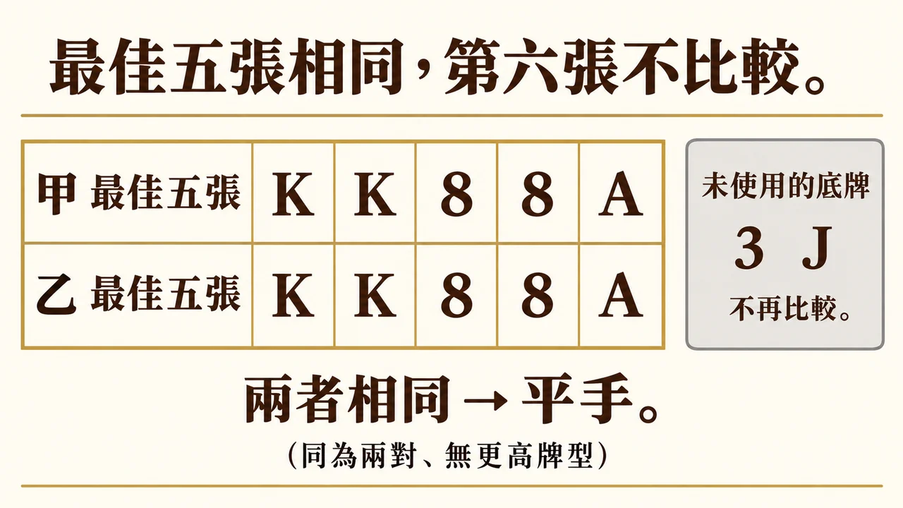 最佳五張相同時第六張不比較