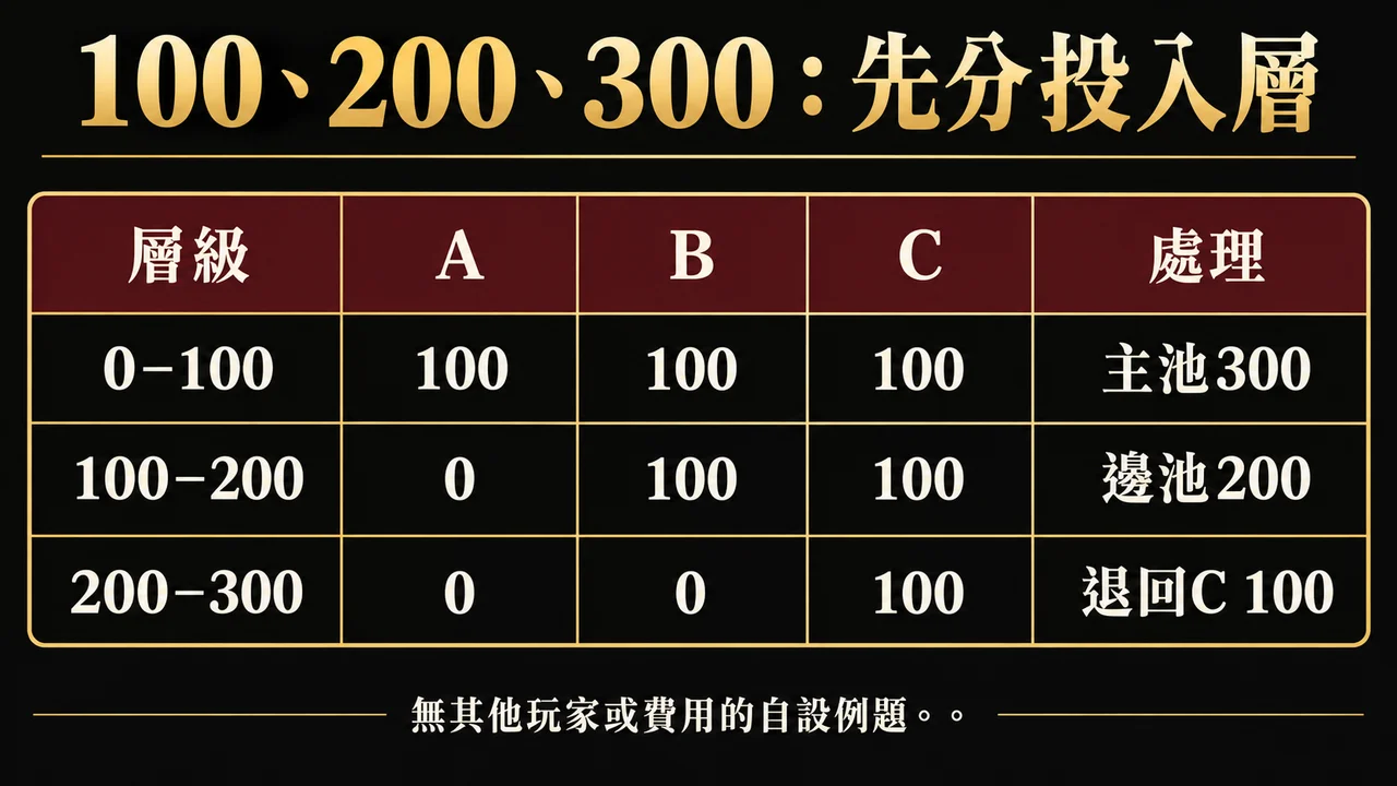 三人全下100、200、300的投入分層