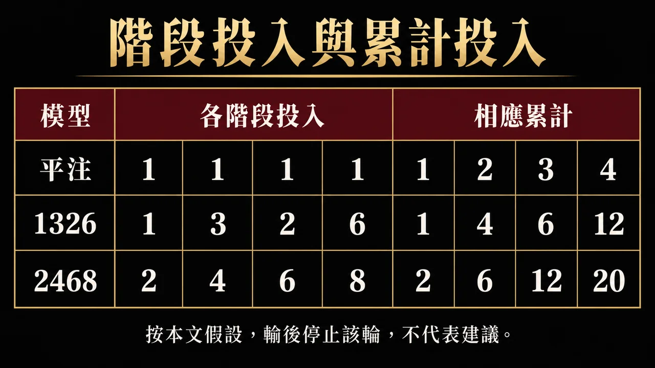 百家樂1326與2468注碼表：連贏加注怎麼放大結果差距
