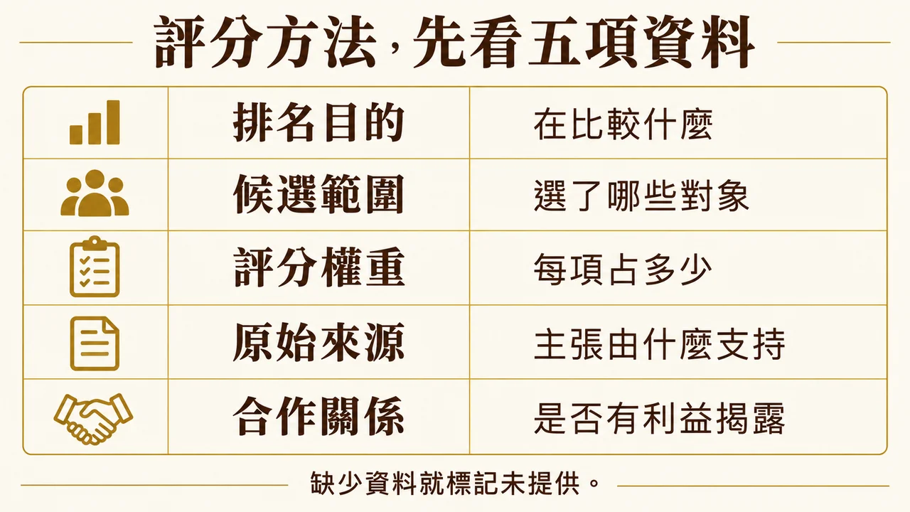 評分方法五項資料檢查表
