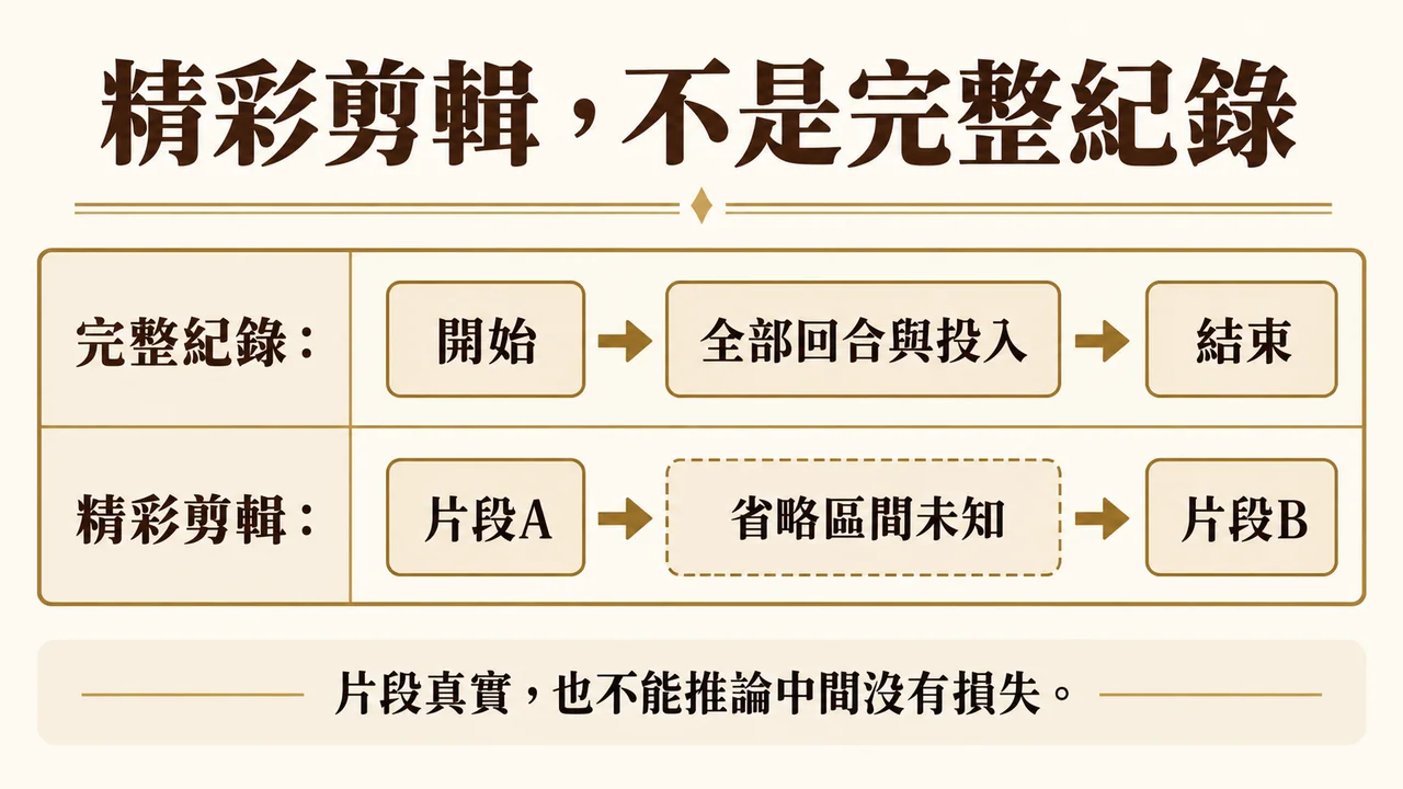 精彩剪輯與完整紀錄的區別