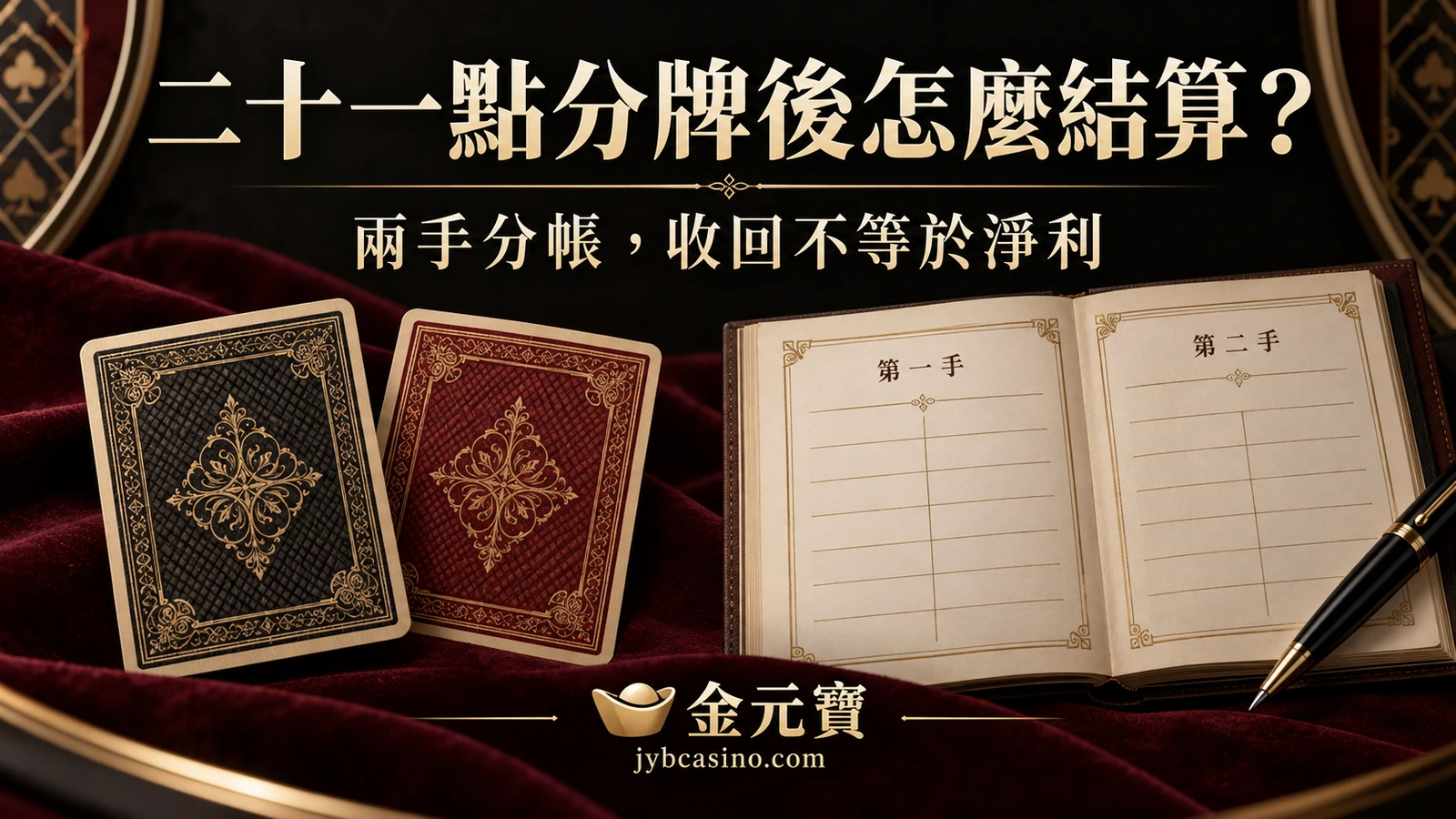 二十一點分牌後怎麼結算？一勝一敗、和局與21點對帳的主題封面插畫