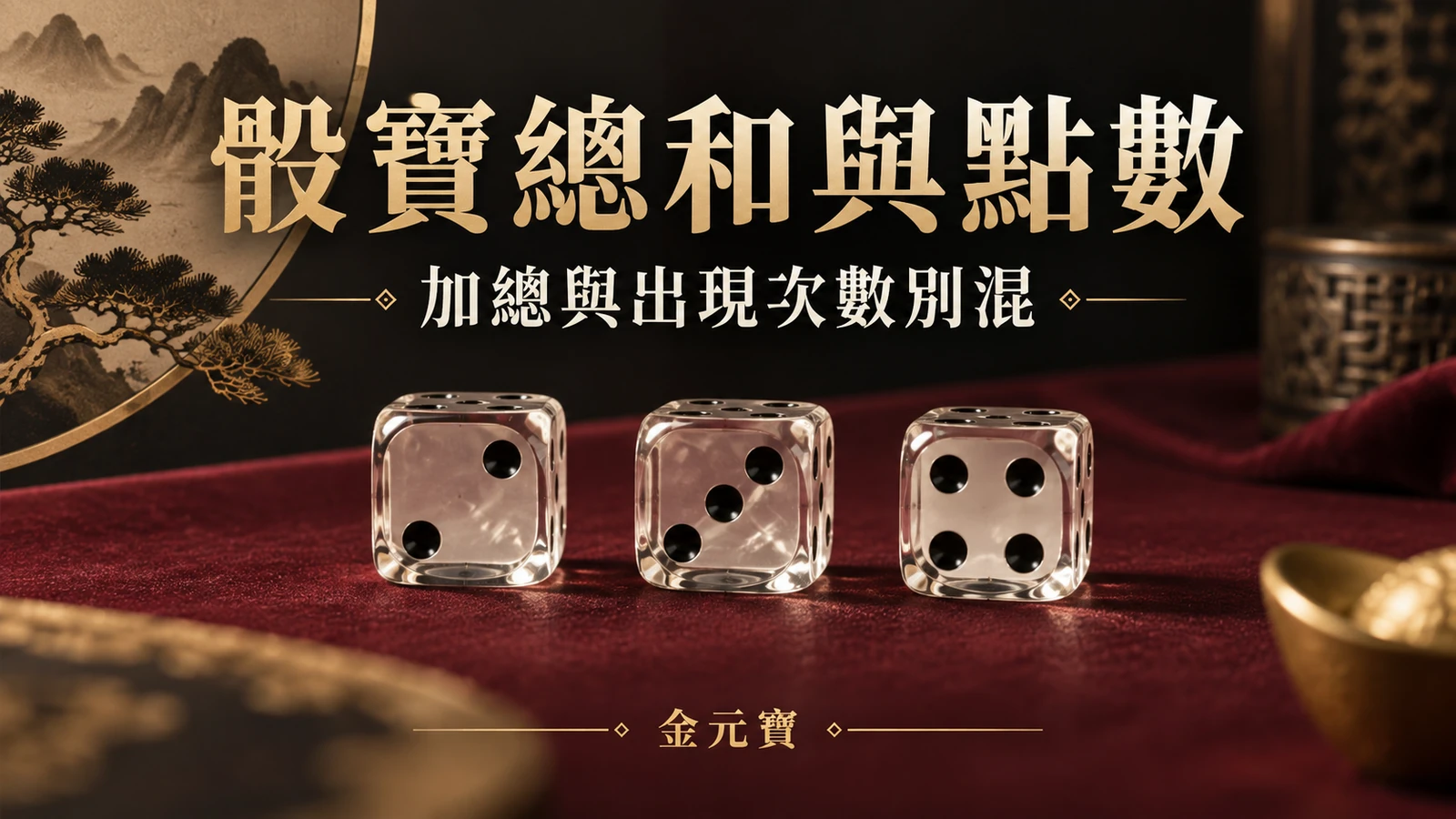 骰寶總和9，跟指定點數3一樣嗎？注區要看加總還是出現次數的主題封面插畫